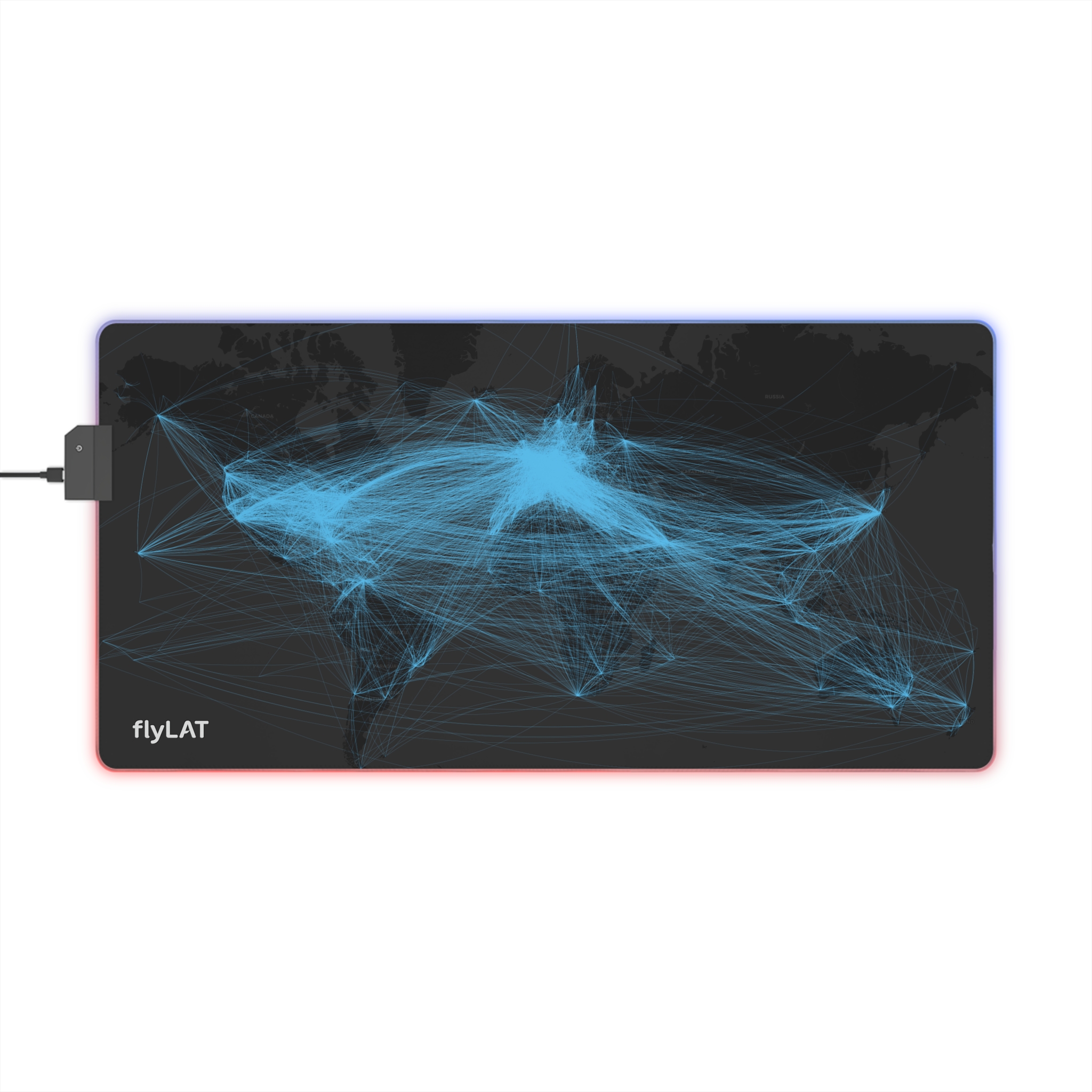 LED Gaming Mouse Pad — RGB Edge World Map Design, Large Desk Mat for Gamers