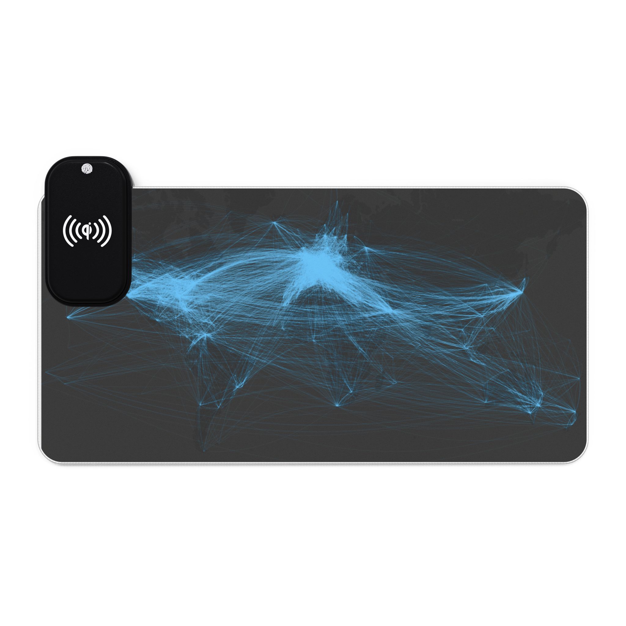 LED Gaming Mouse Pad with Wireless Charger — Blue Nebula RGB Desk Mat